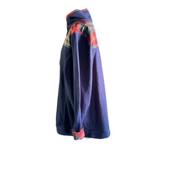 Crown and Ivy Navy Blue with Plaid 1/4 Zip Sweater Women Size 2X - Picture 13 of 16